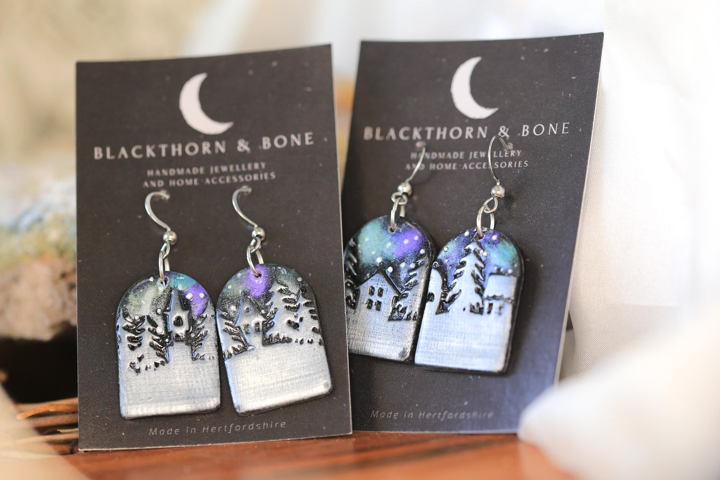 Christmas Village with Northern Lights Earrings