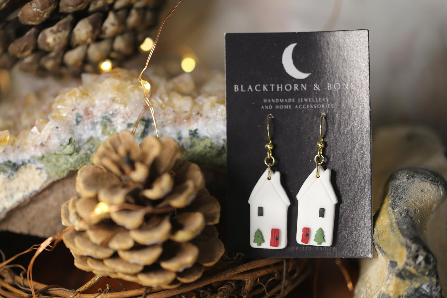 Christmas House Polymer Clay Earrings