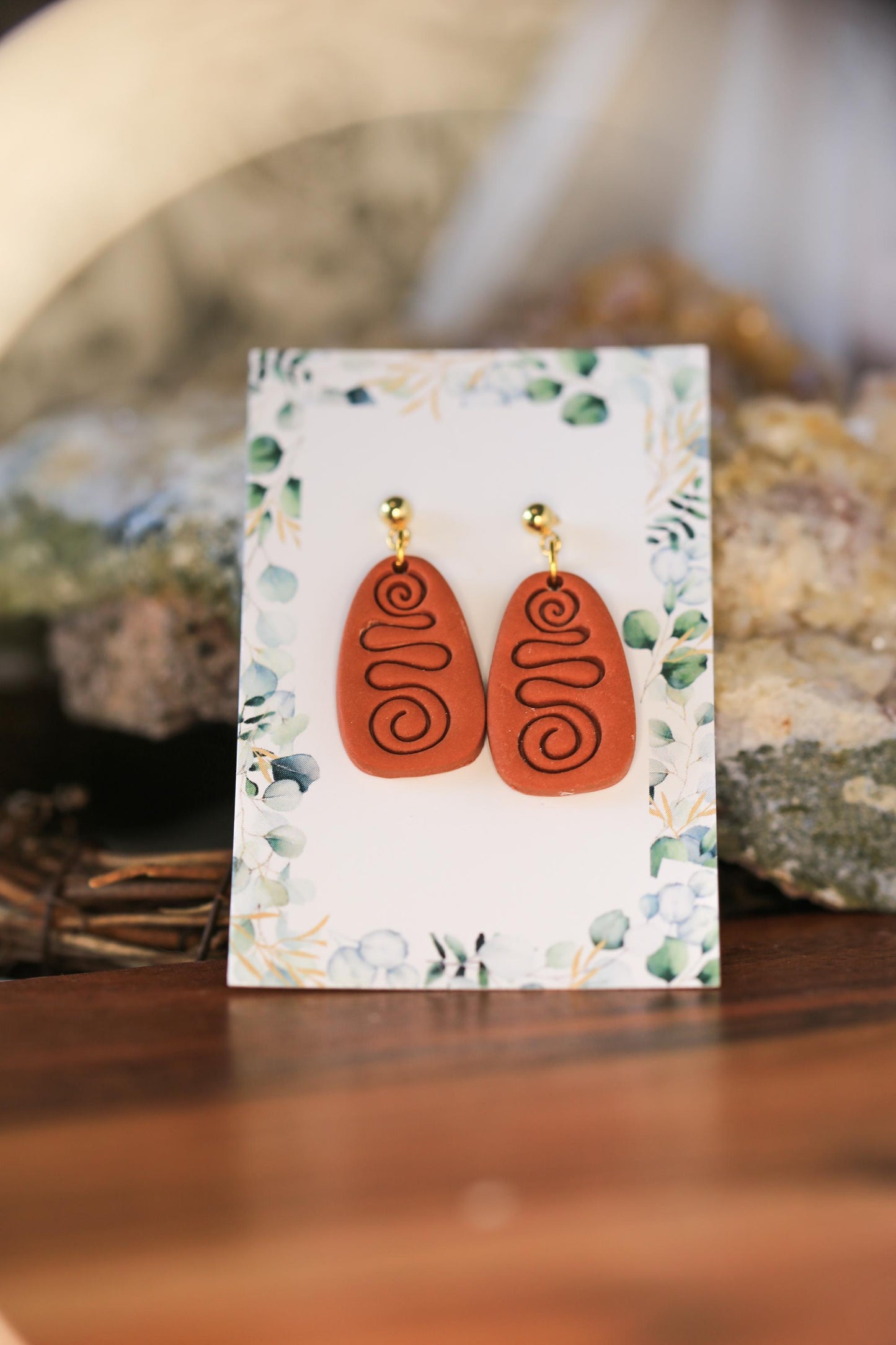 Ancient Spiral Clay Earrings