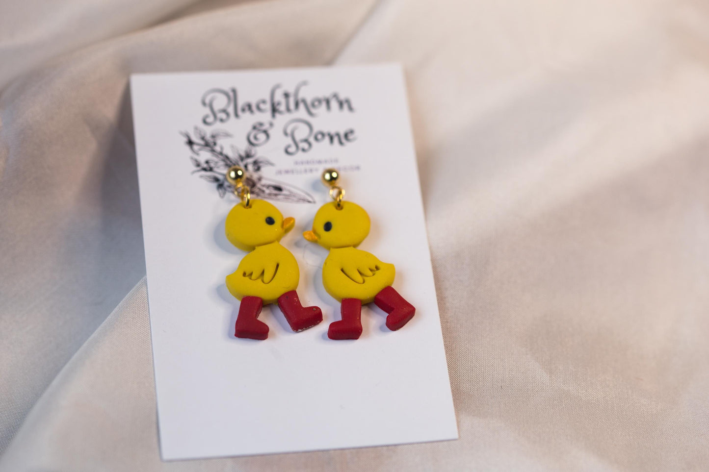 Duckling with Red Wellies Earrings