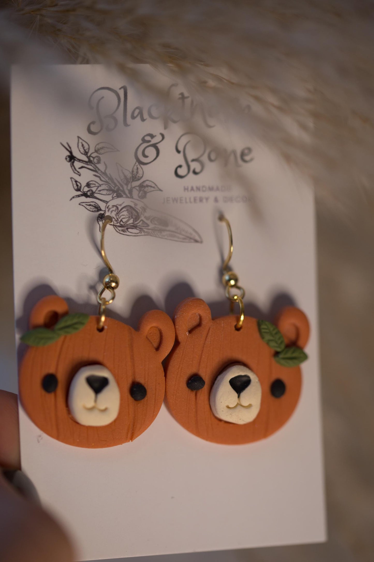 Floral Pumpkin Bear Earrings