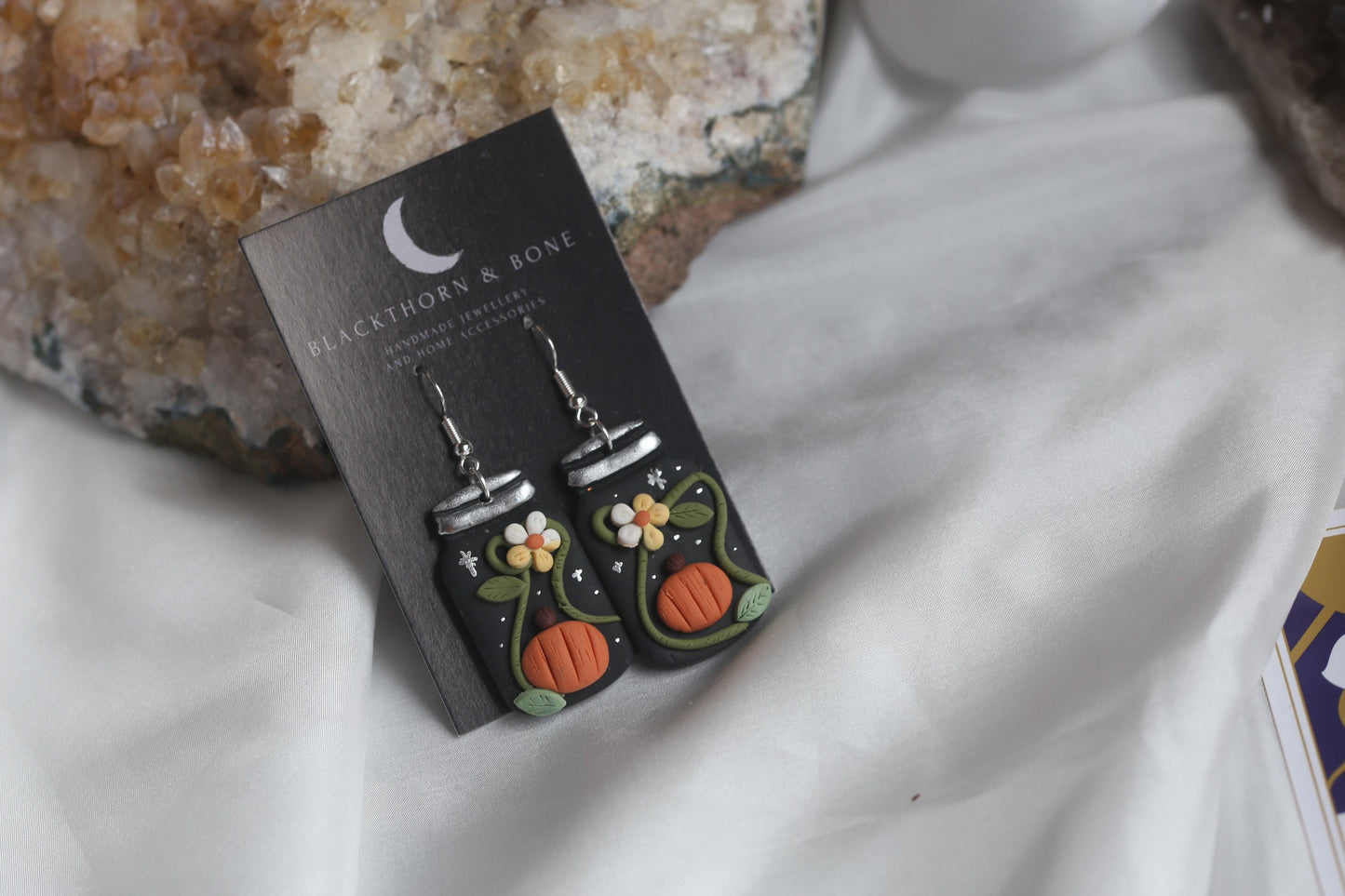 Handmade Pumpkin Mason Jar Earrings