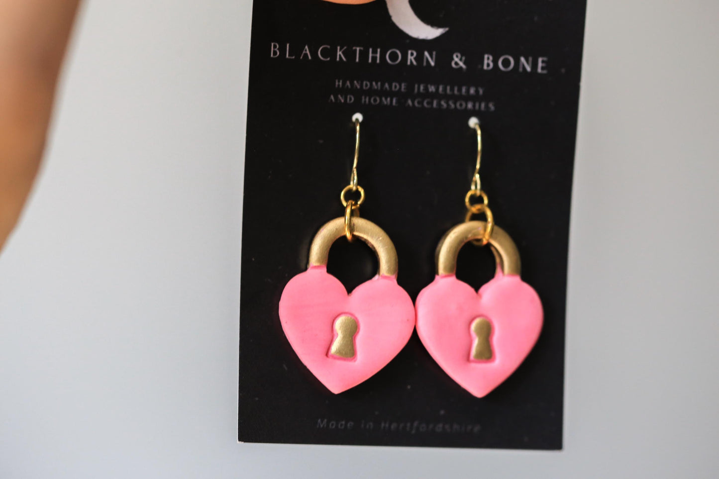 Handmade Heart Padlock Polymer Clay Earrings