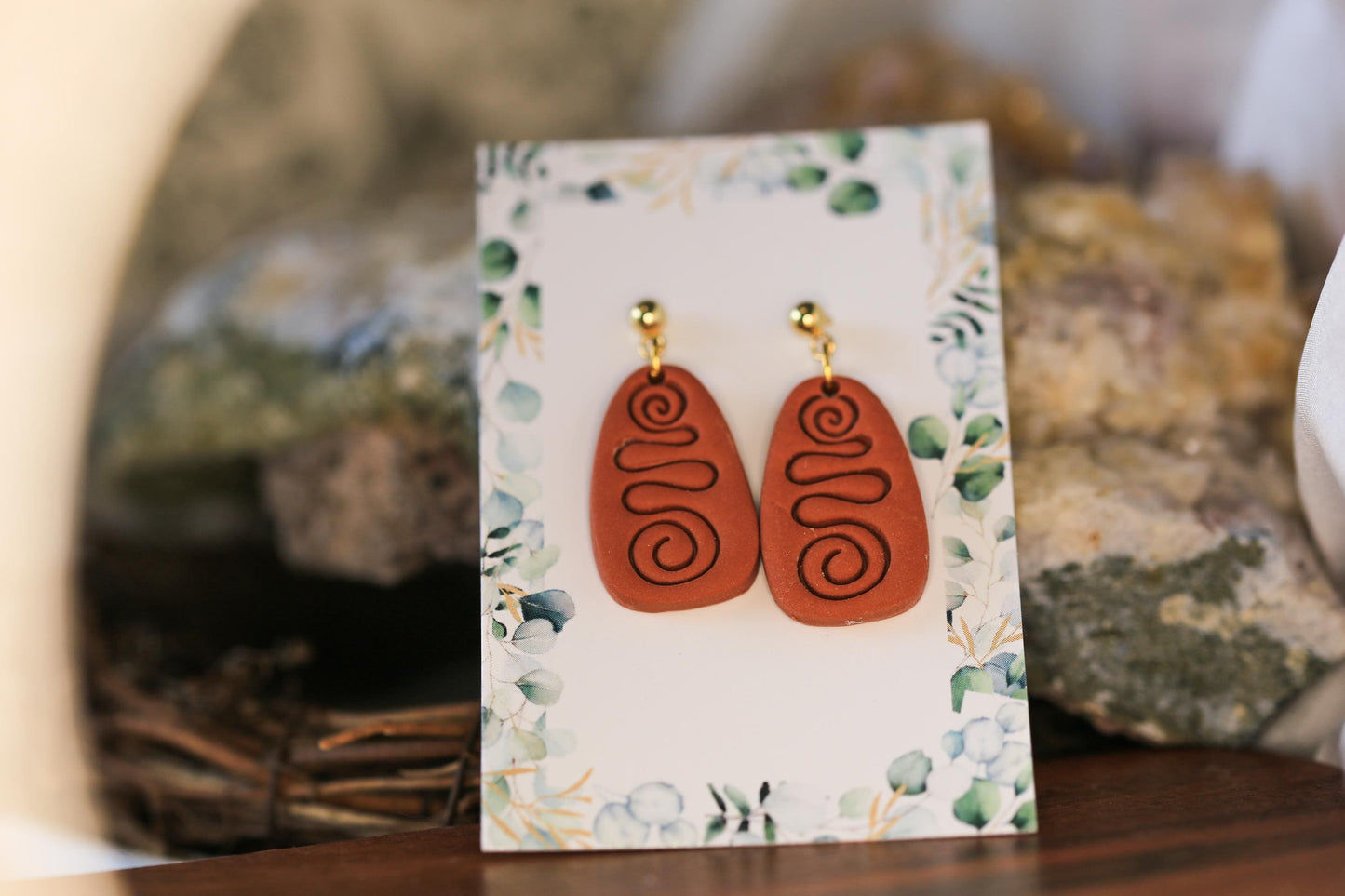 Ancient Spiral Clay Earrings