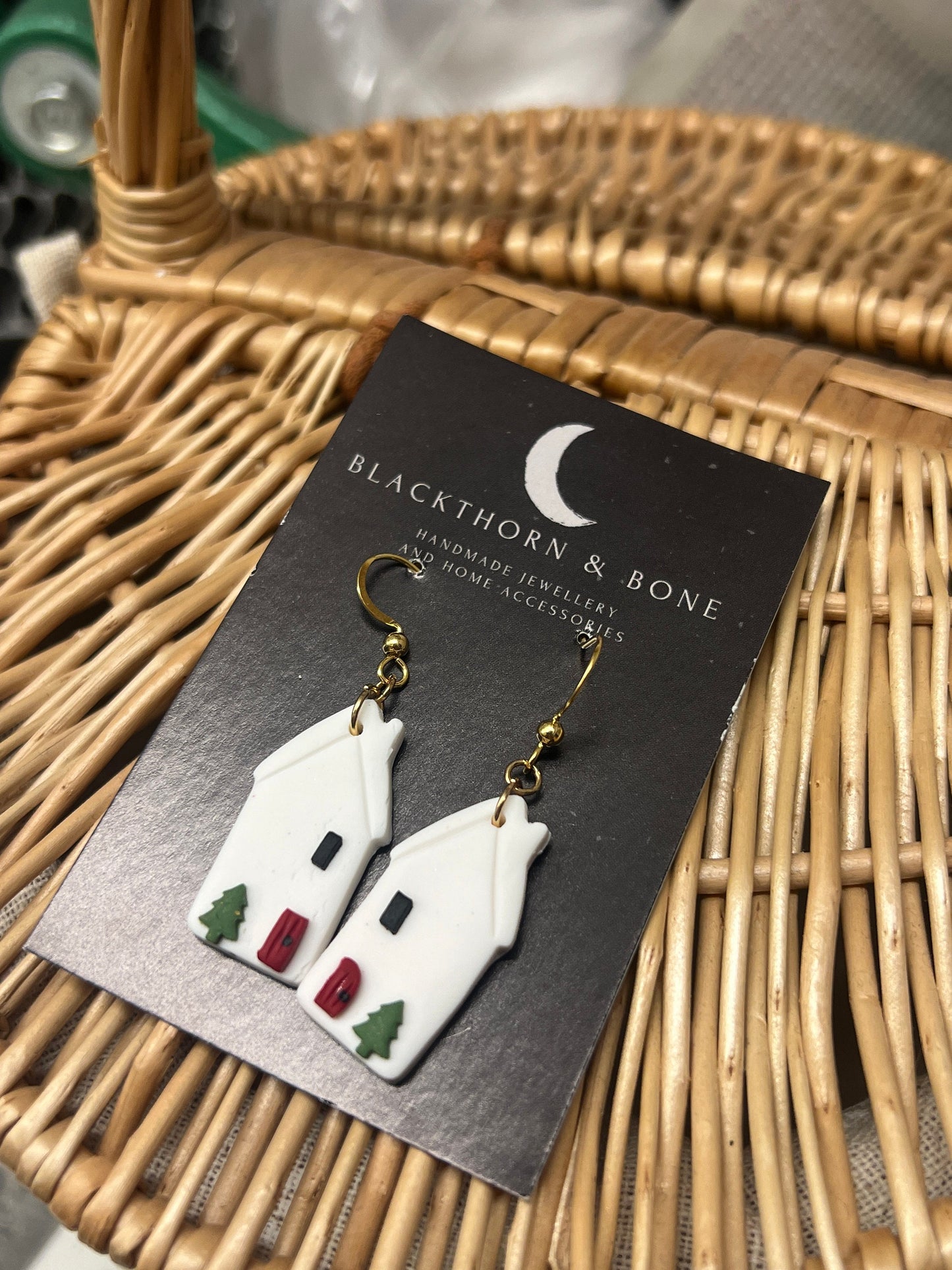 Christmas House Polymer Clay Earrings