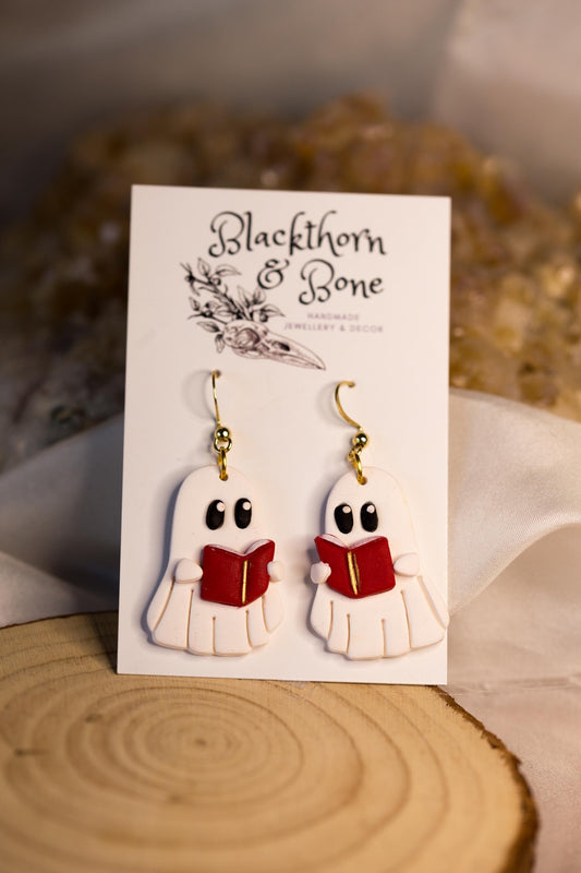 Ghost Librarian Clay Earrings