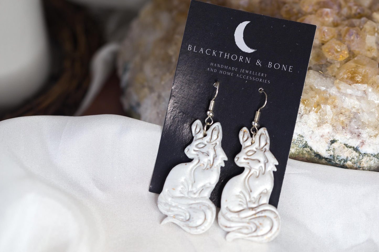 Silver Pearl Fox earrings