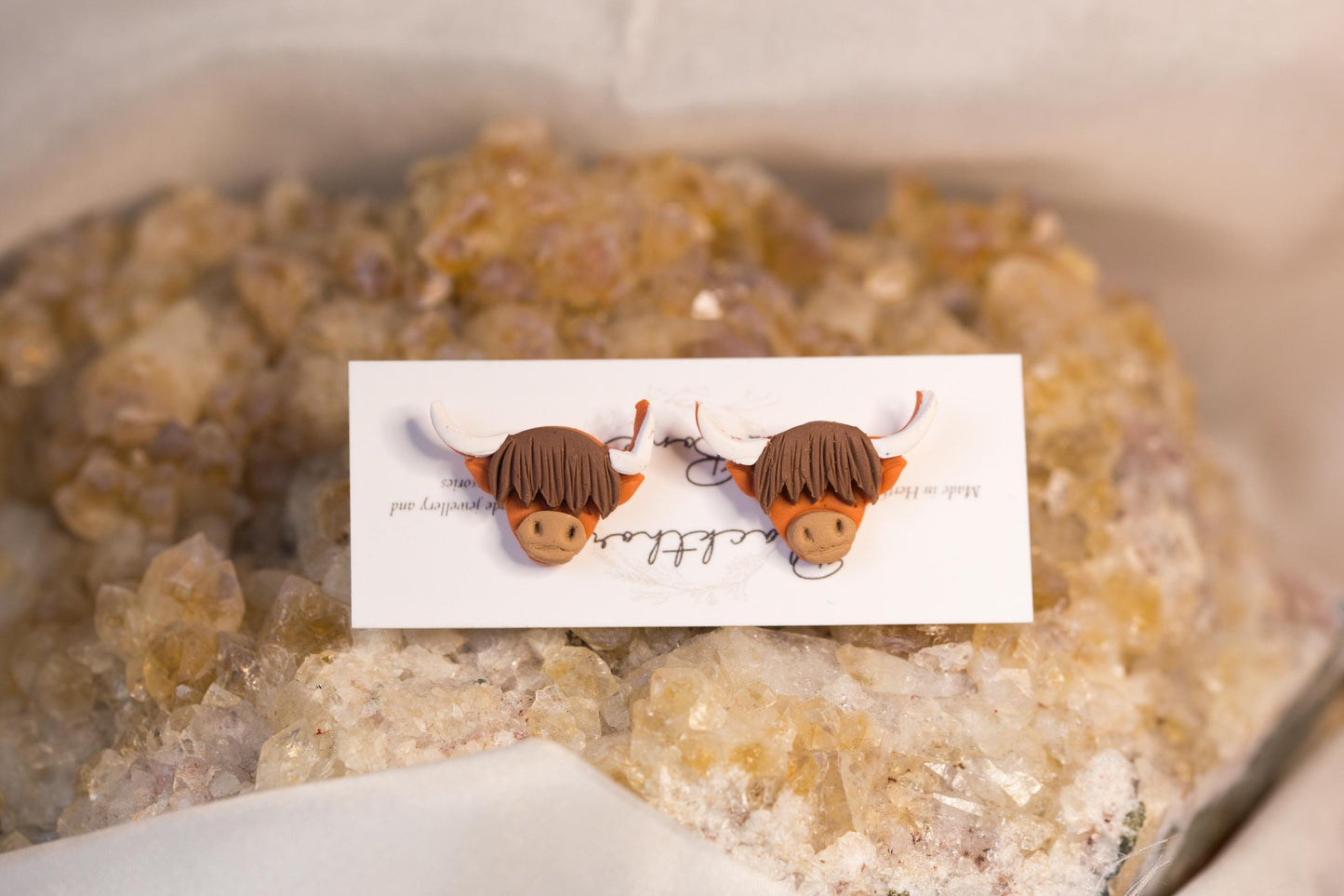 Handmade Highland Cow Studs