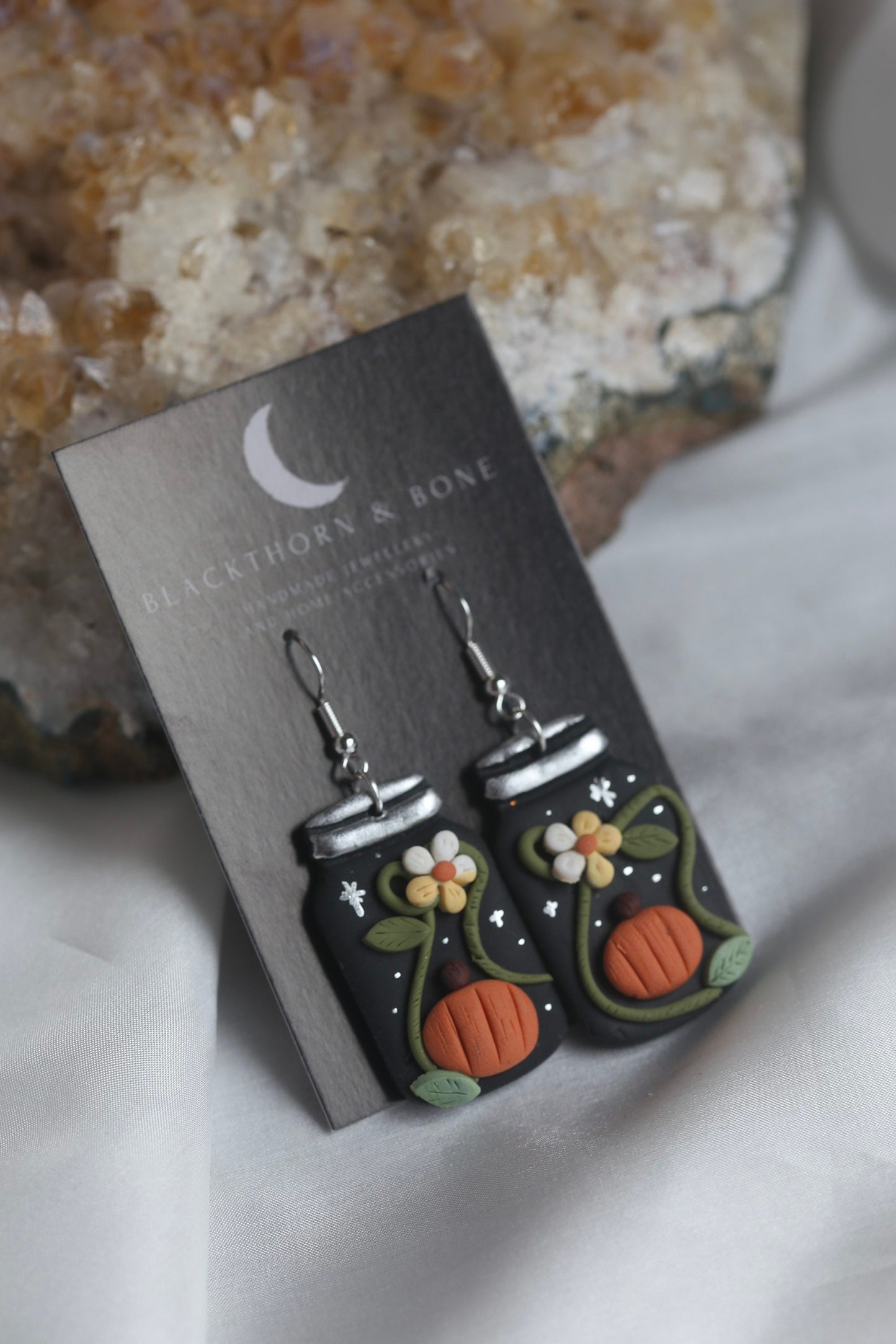 Handmade Pumpkin Mason Jar Earrings