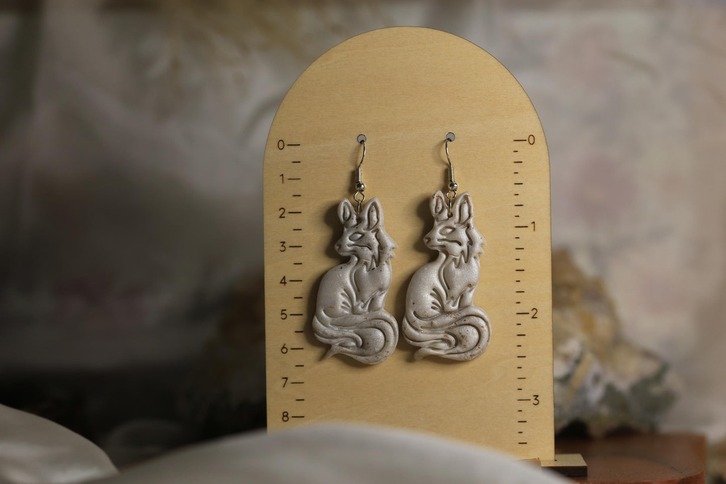 Silver Pearl Fox earrings