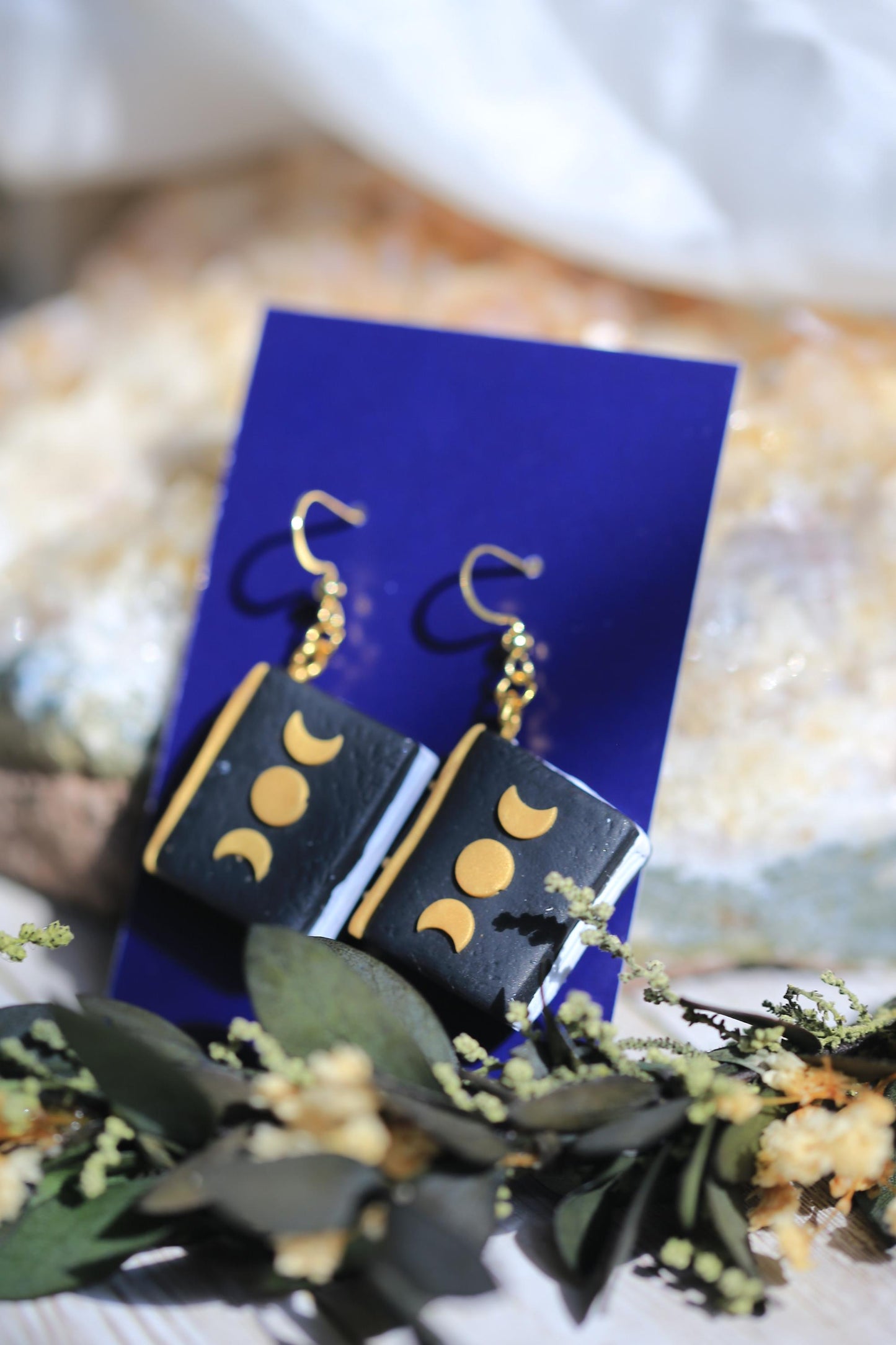 Handmade Witch Grimoire Spell Book Earrings
