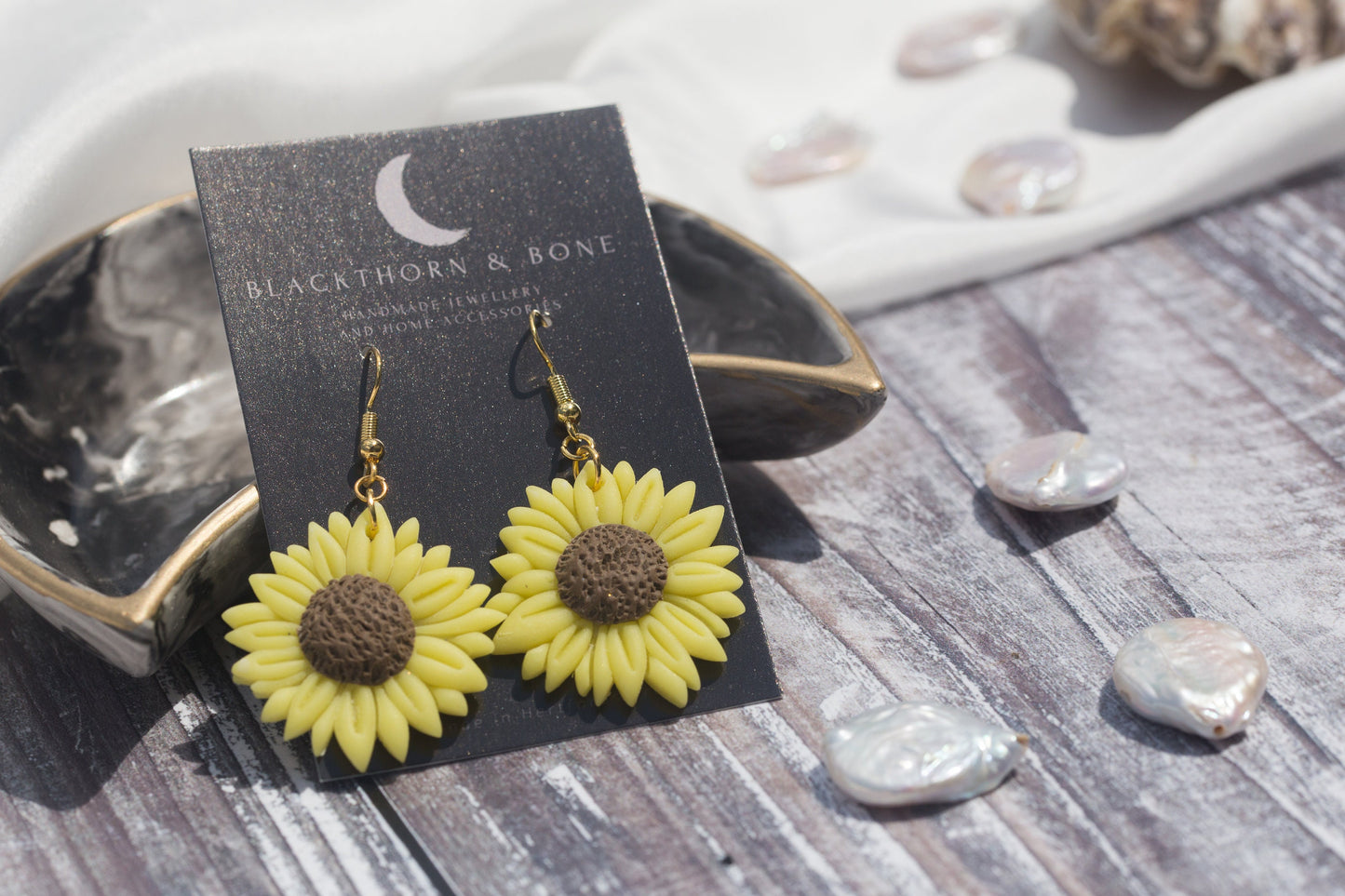 Large Sunflower Polymer Clay Earrings