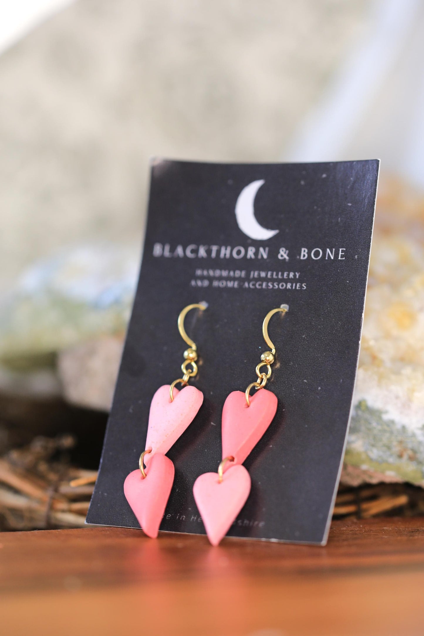 Double Heart Drop Earrings