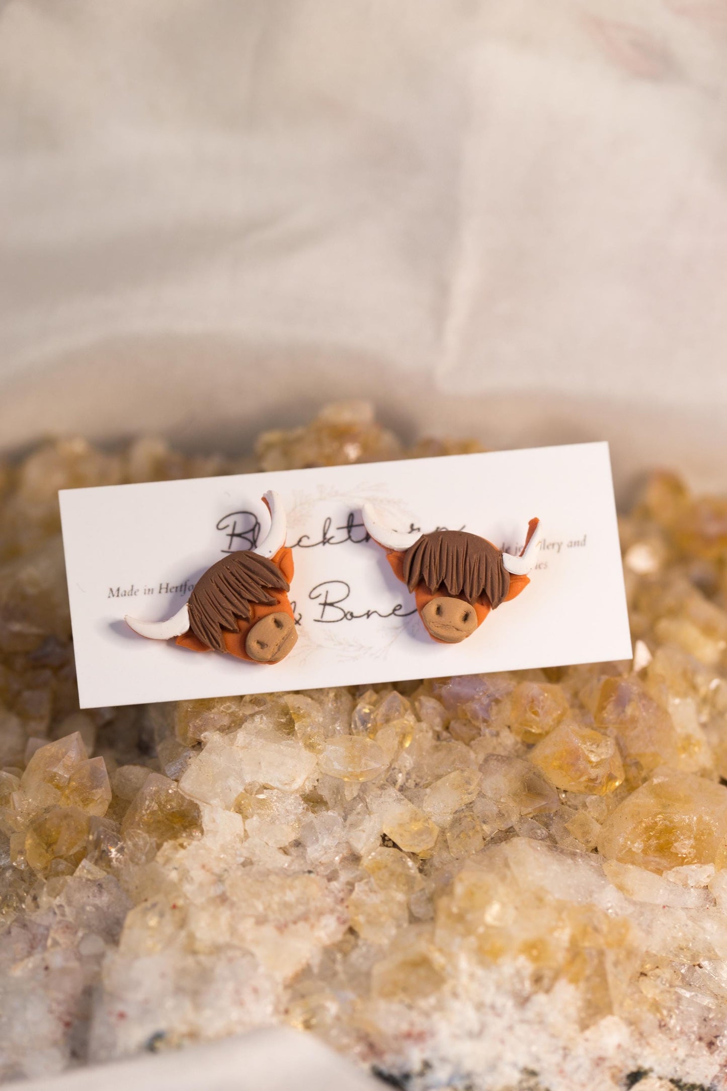 Handmade Highland Cow Studs