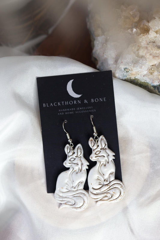 Silver Pearl Fox earrings