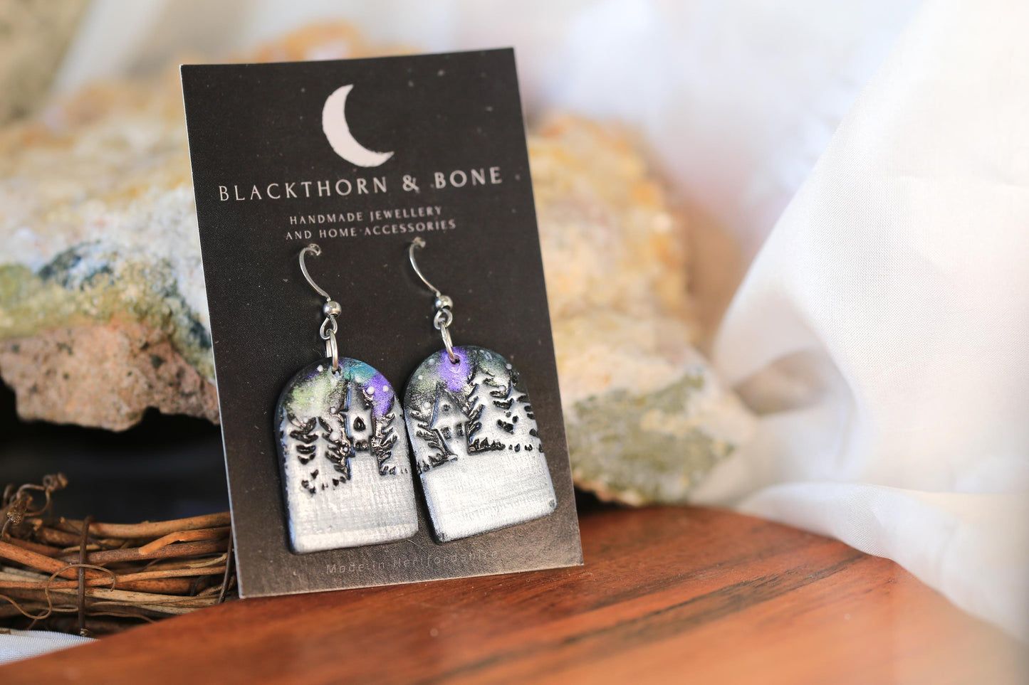 Christmas Village with Northern Lights Earrings