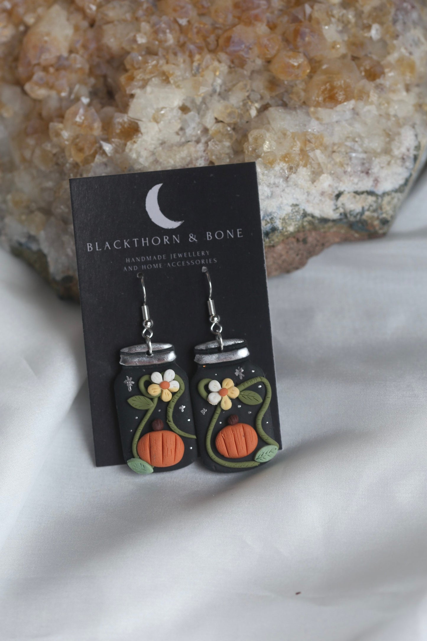 Handmade Pumpkin Mason Jar Earrings