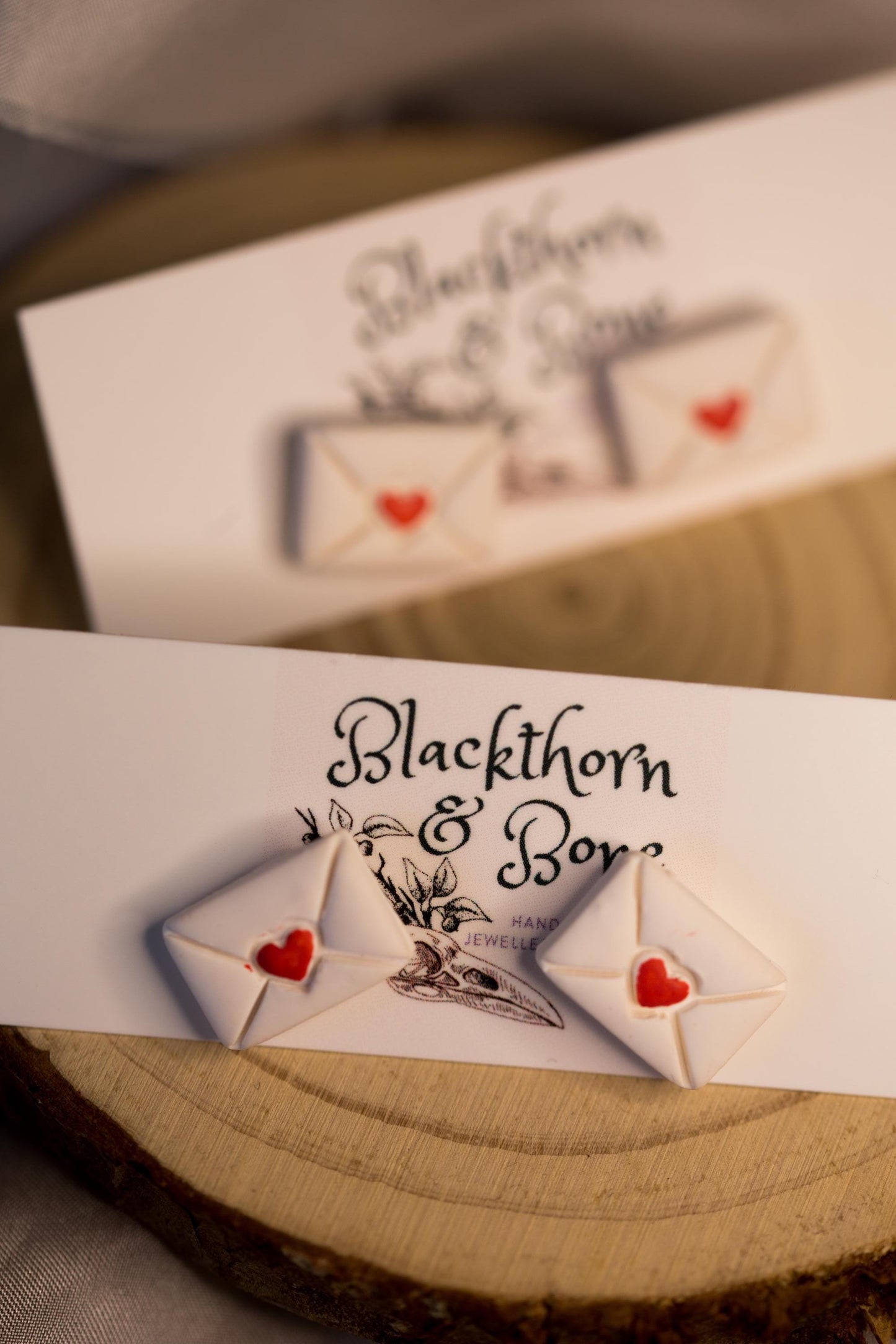 Valentines Love Letter Studs - Handmade Polymer Clay Earrings
