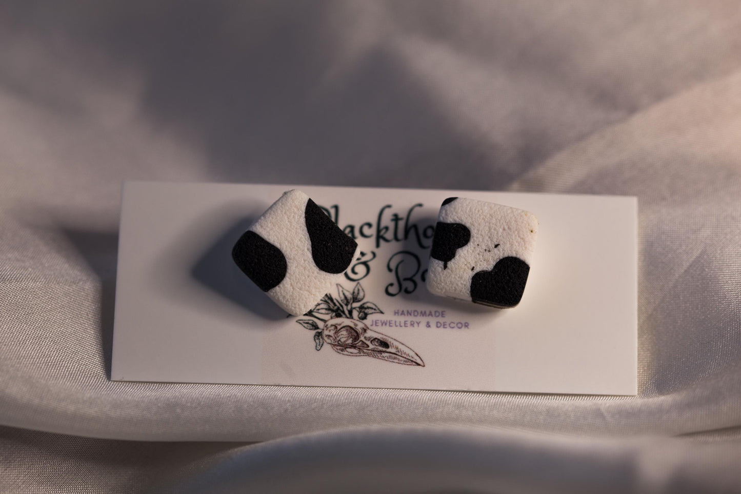 Mini Cow Print Studs