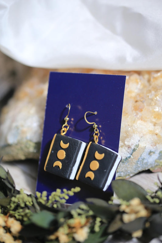 Handmade Witch Grimoire Spell Book Earrings
