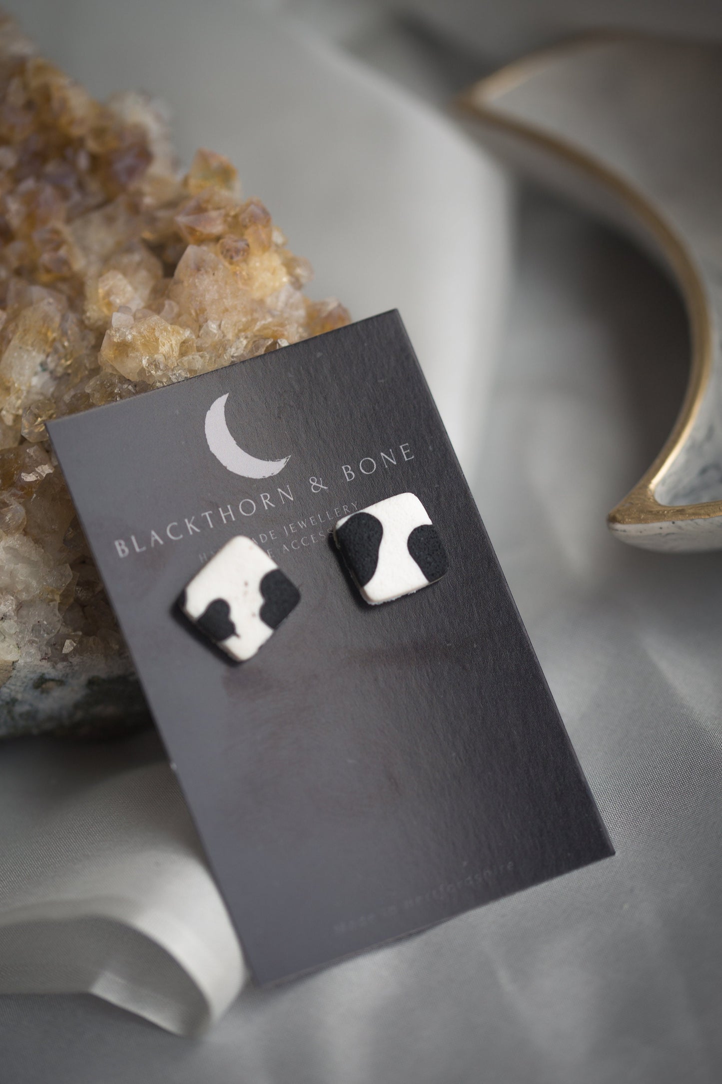Mini Cow Print Studs