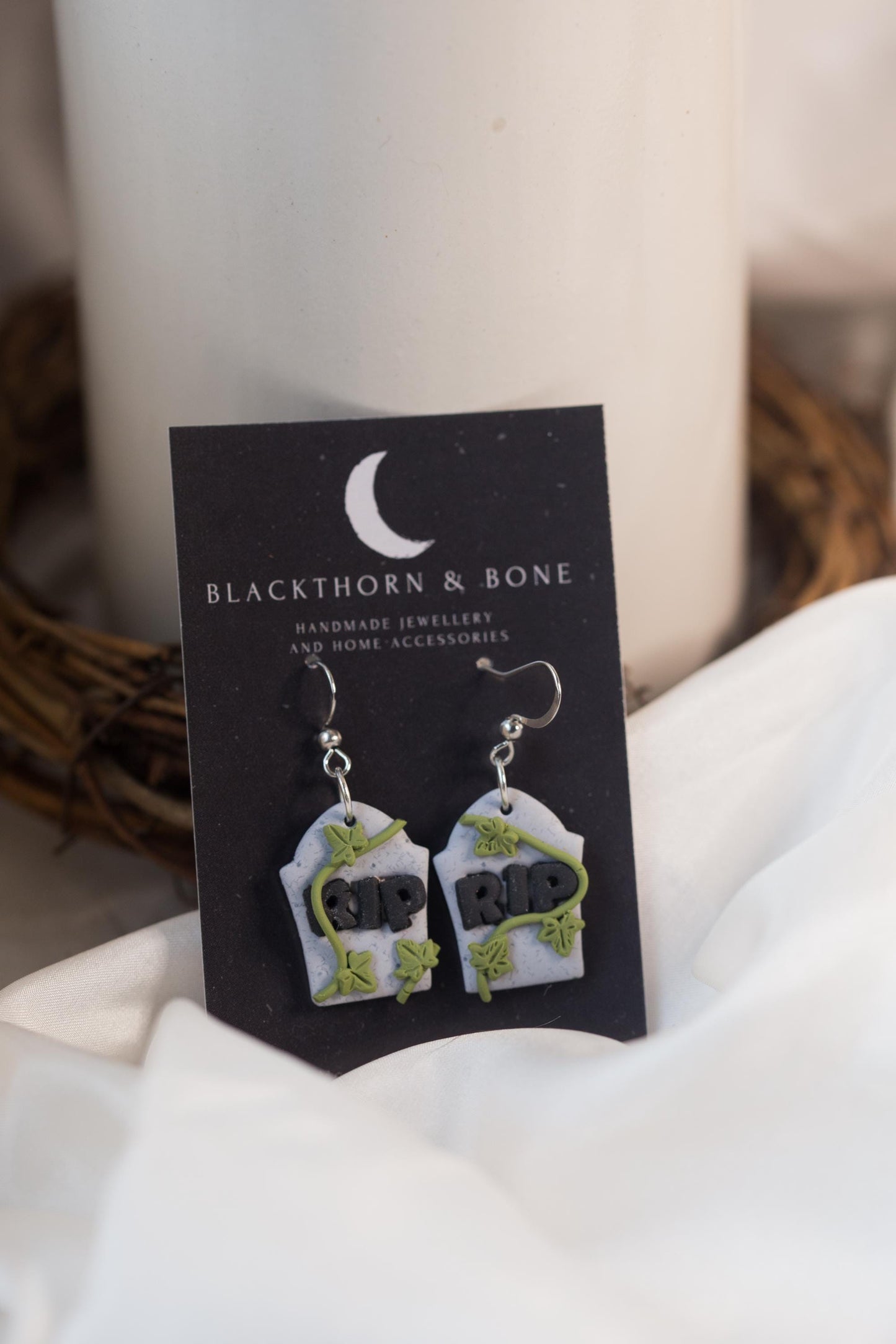 Leafy Tombstone Earrings