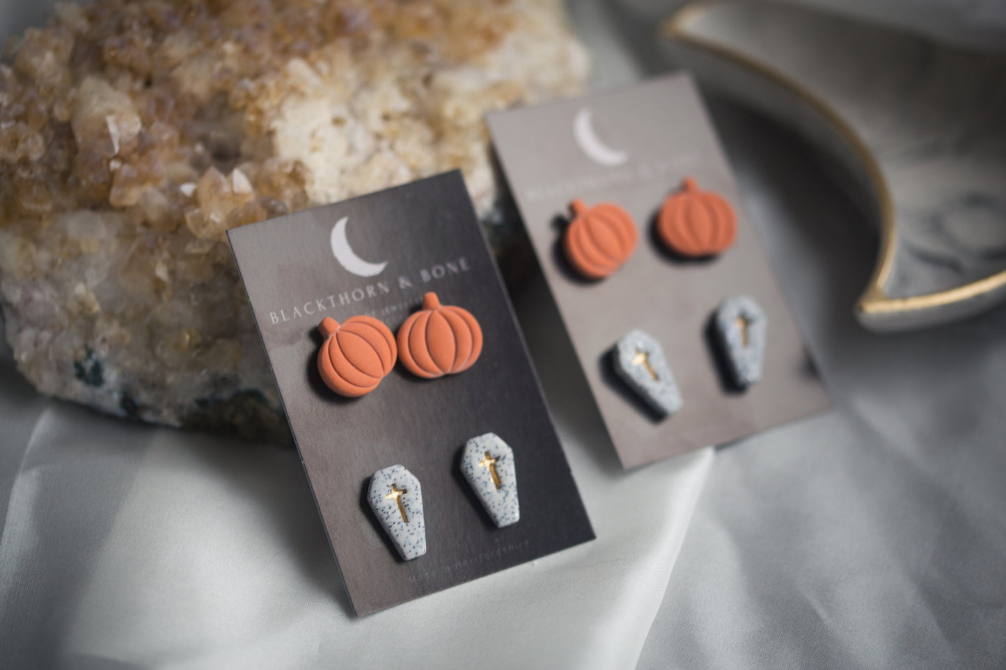 Halloween Stud Pack - Coffin, Pumpkin and Bat Earrings