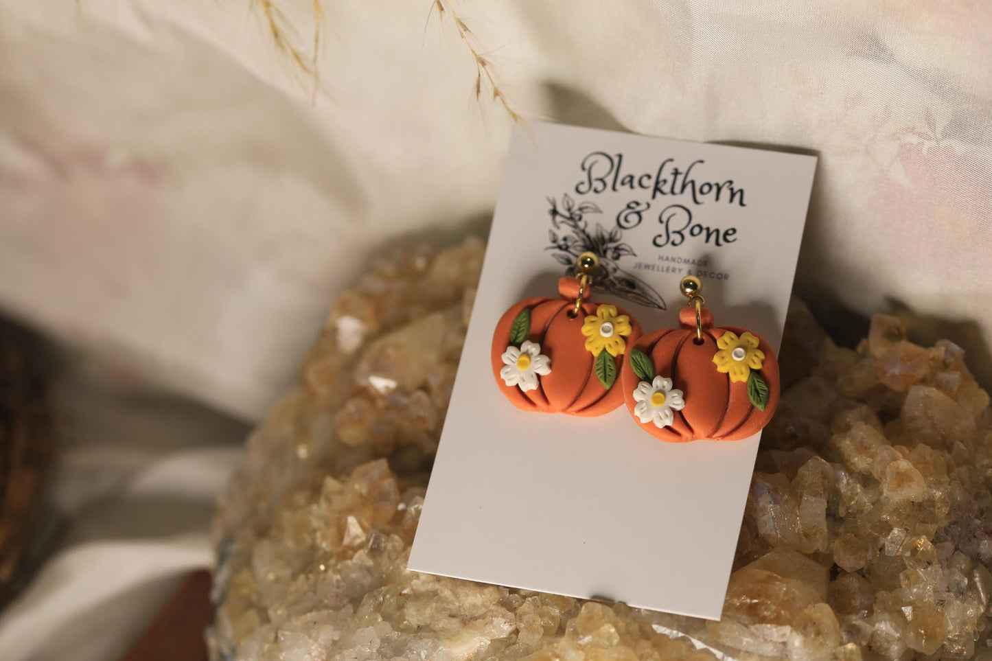 Handmade Floral Pumpkin Earrings
