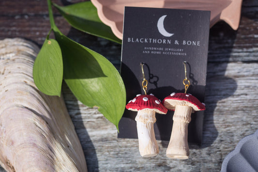 Fly Agaric 3D Toadstool Clay Earrings