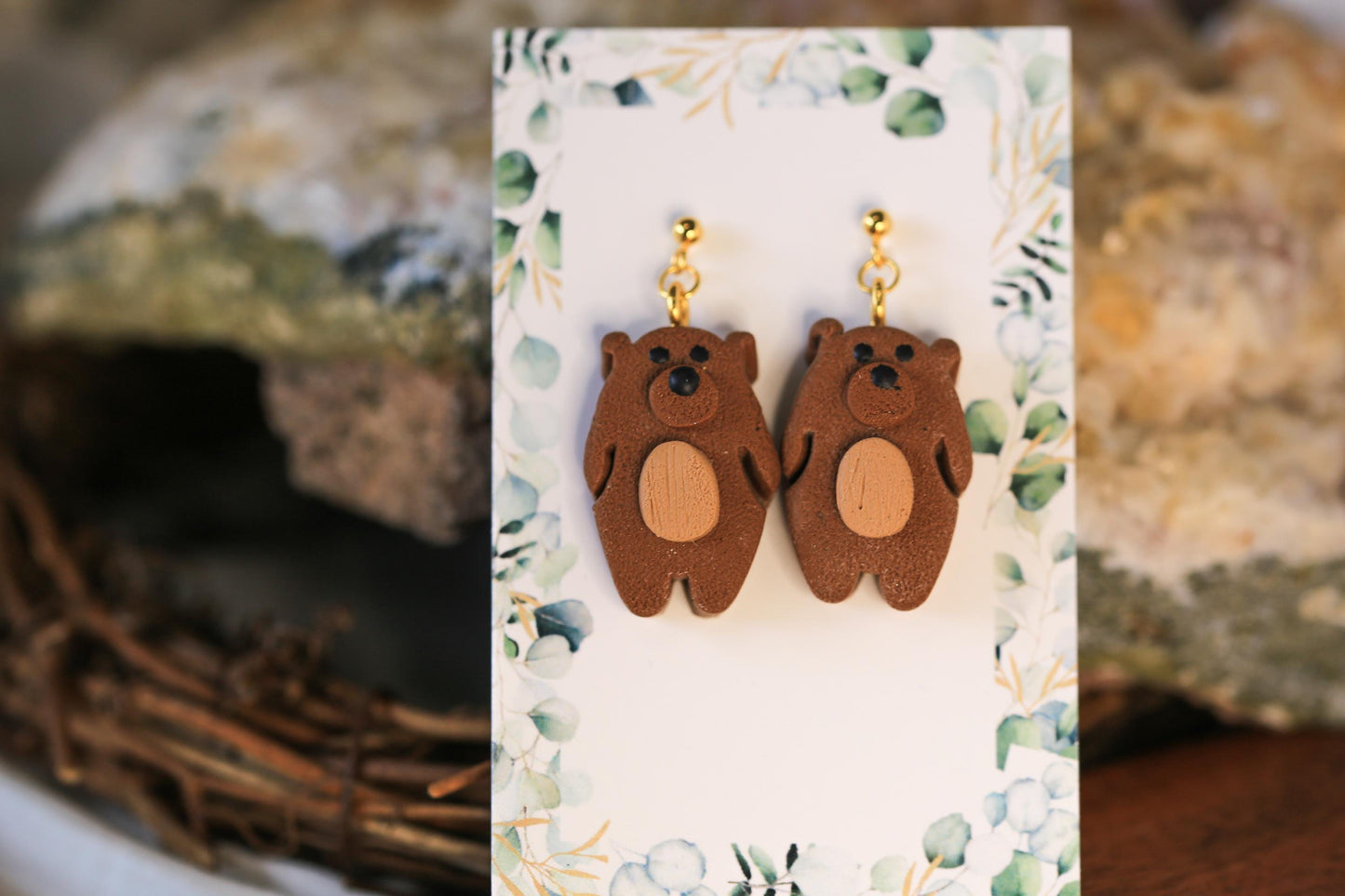 Brown Bear Earrings