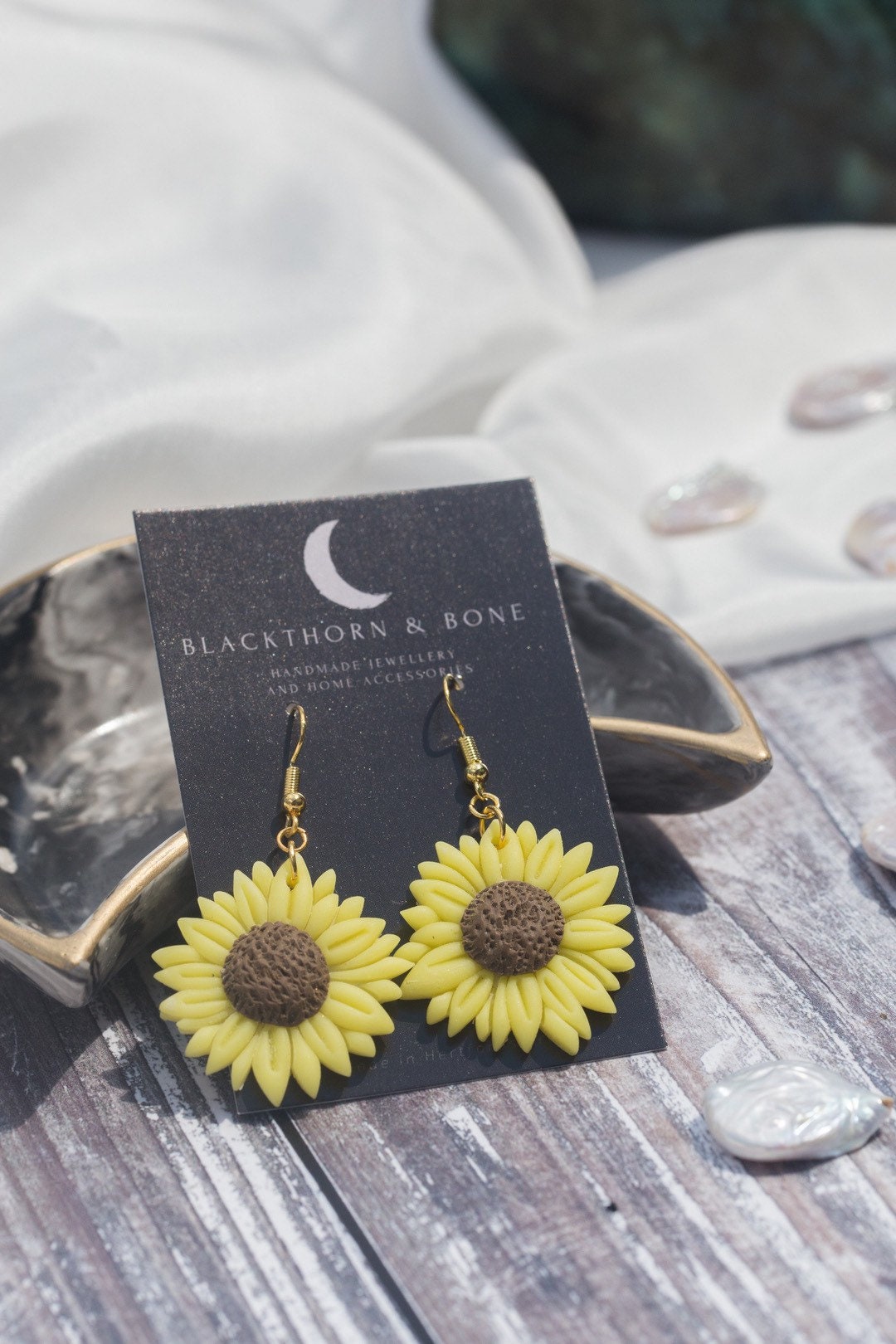 Large Sunflower Polymer Clay Earrings