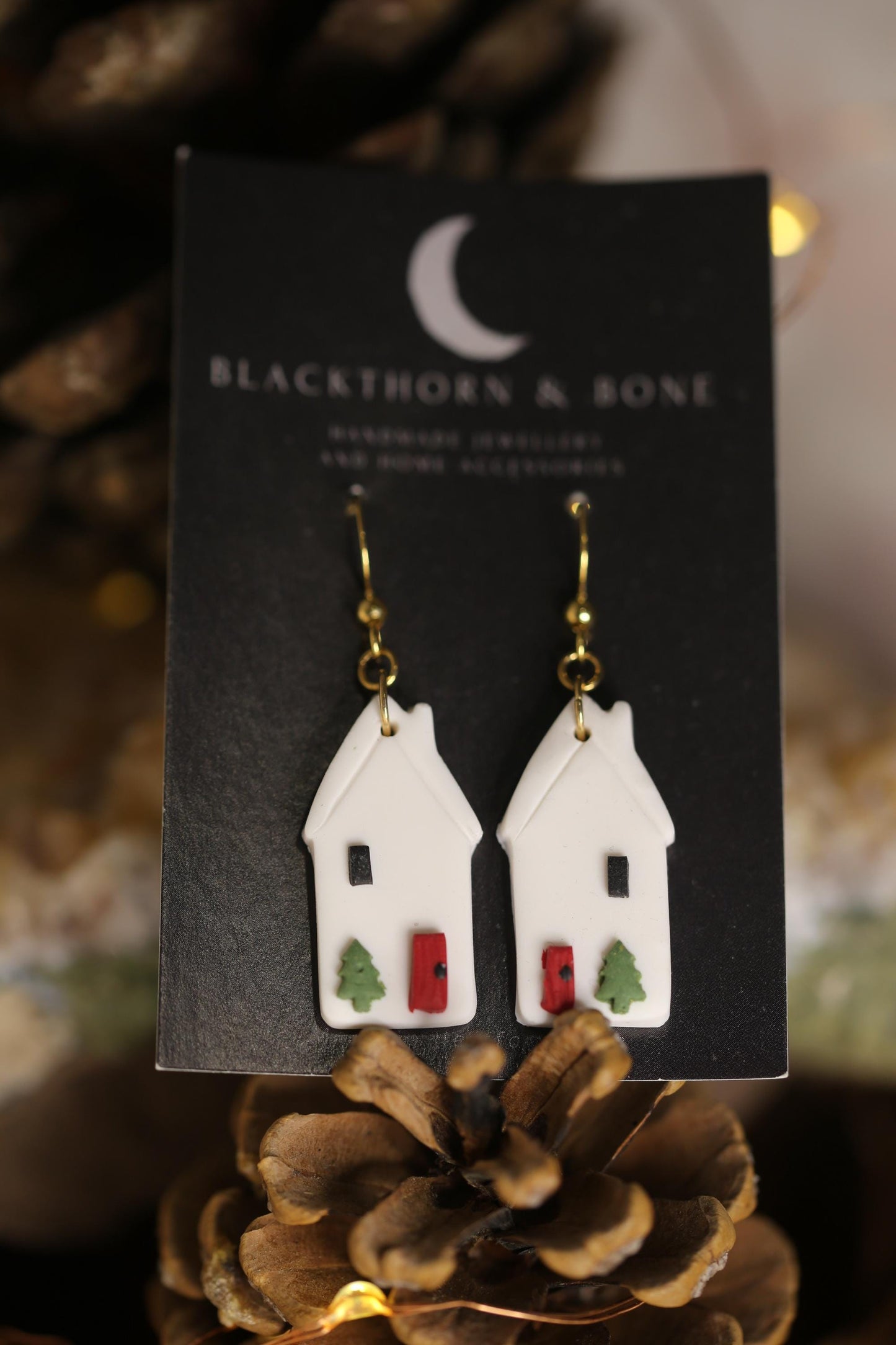 Christmas House Polymer Clay Earrings