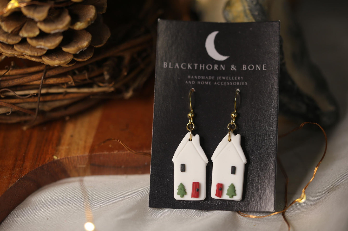 Christmas House Polymer Clay Earrings