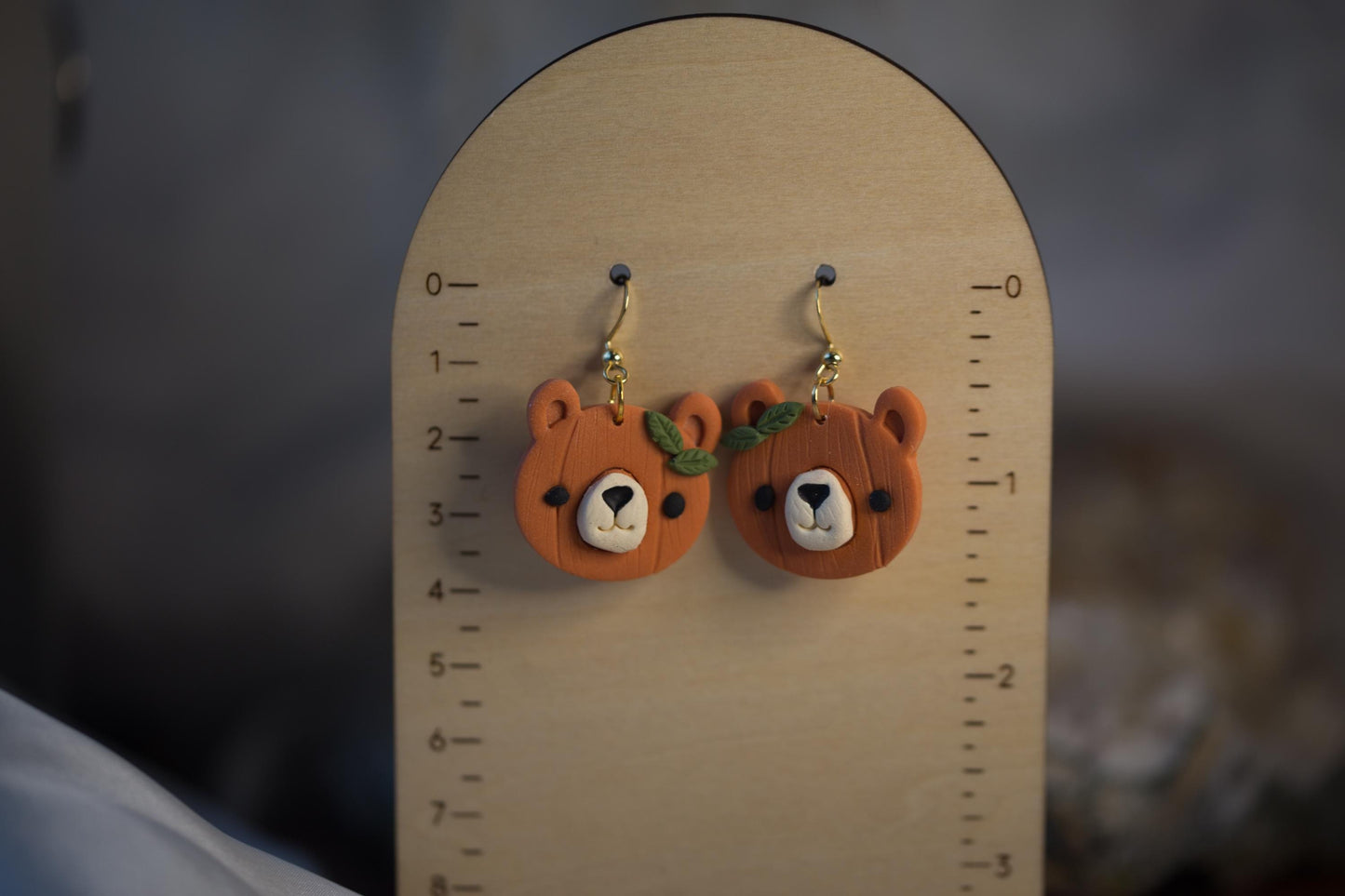 Floral Pumpkin Bear Earrings