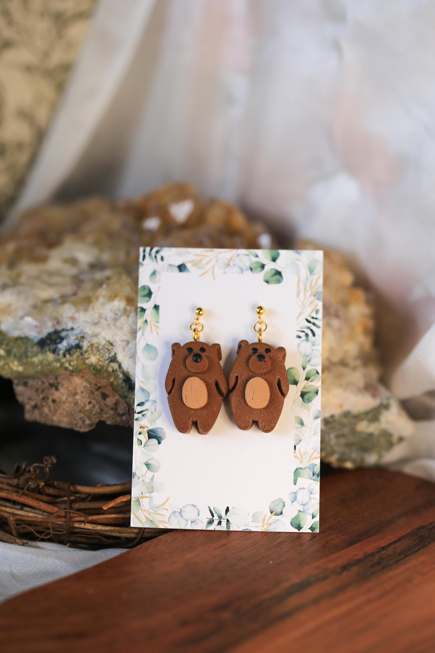 Brown Bear Earrings