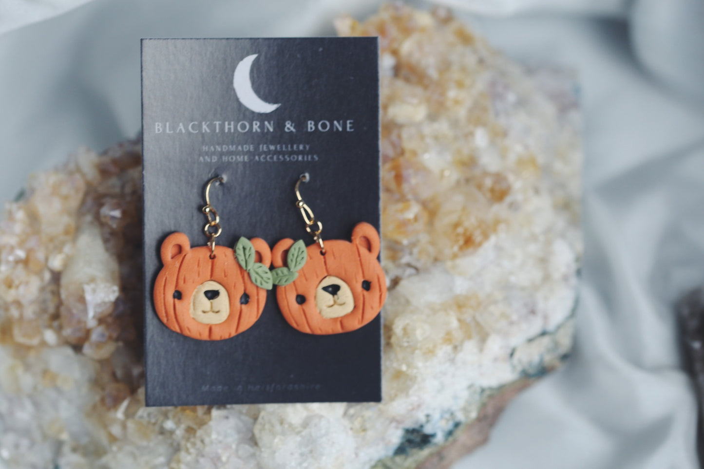 Floral Pumpkin Bear Earrings