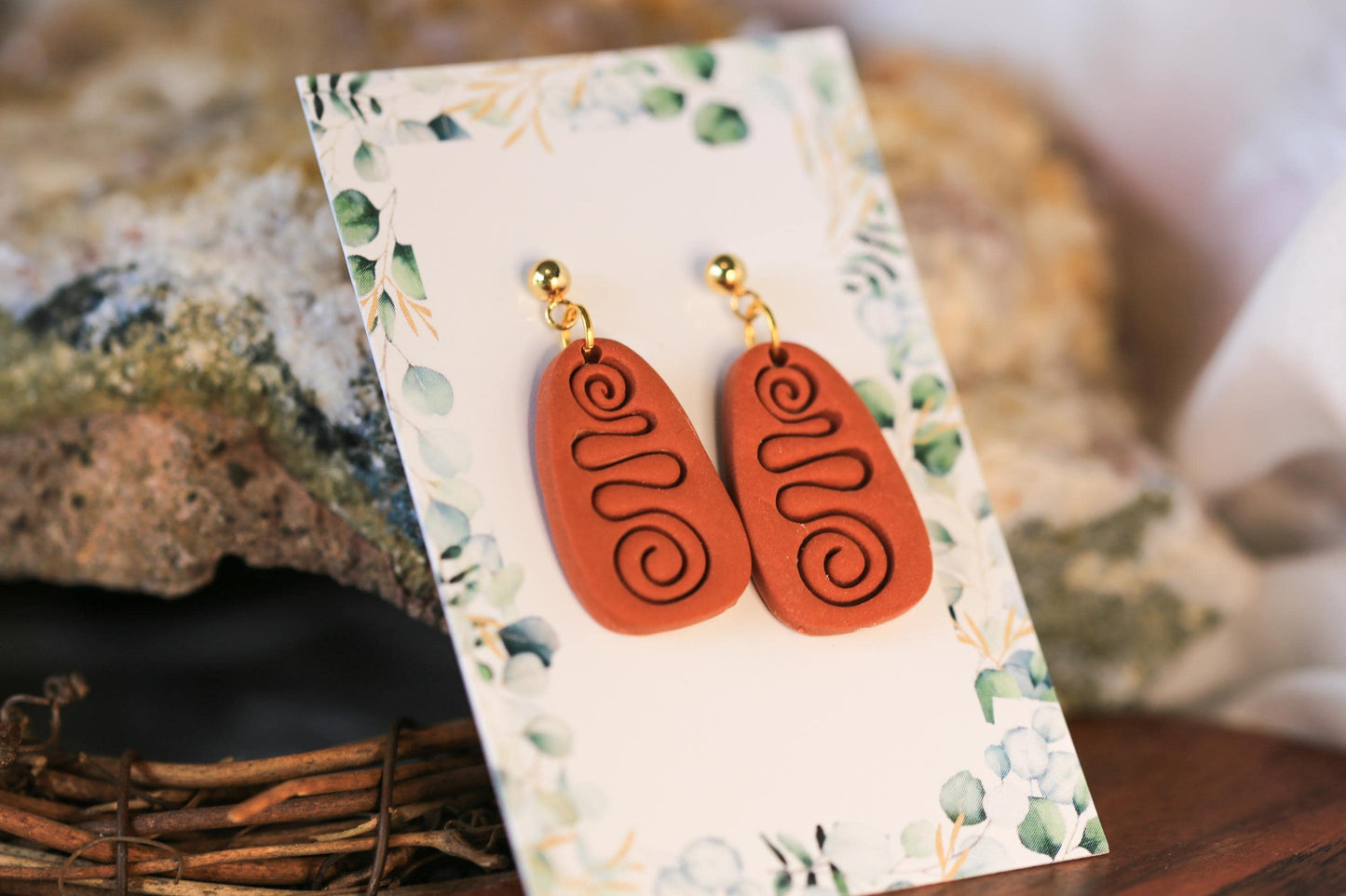 Ancient Spiral Clay Earrings