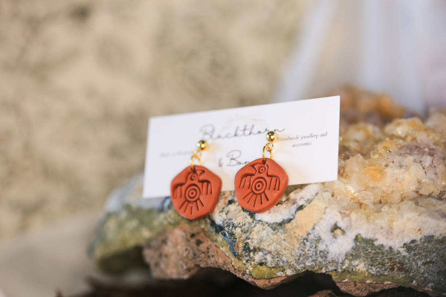 Ancient Bird Clay Earrings