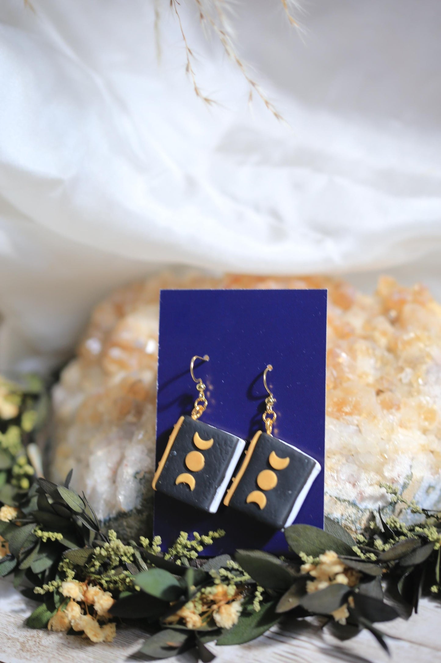 Handmade Witch Grimoire Spell Book Earrings