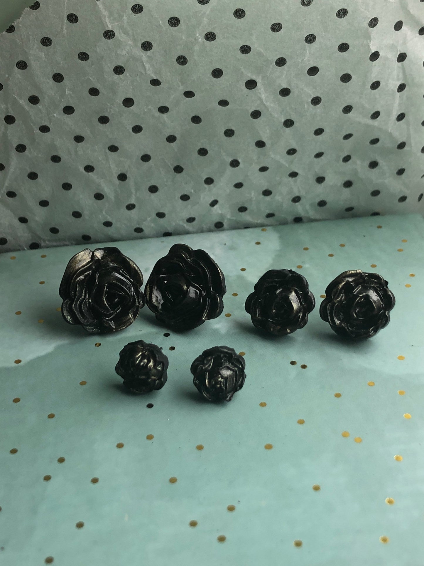 Black or Purple Rose Stud Earrings