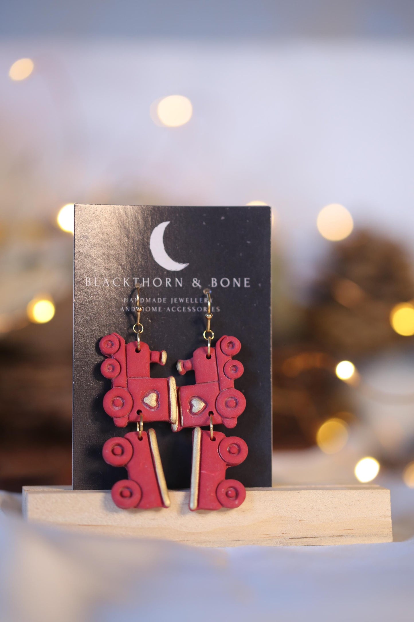 Green or Red Christmas Train Earring