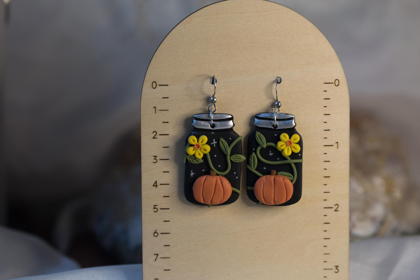 Handmade Pumpkin Mason Jar Earrings