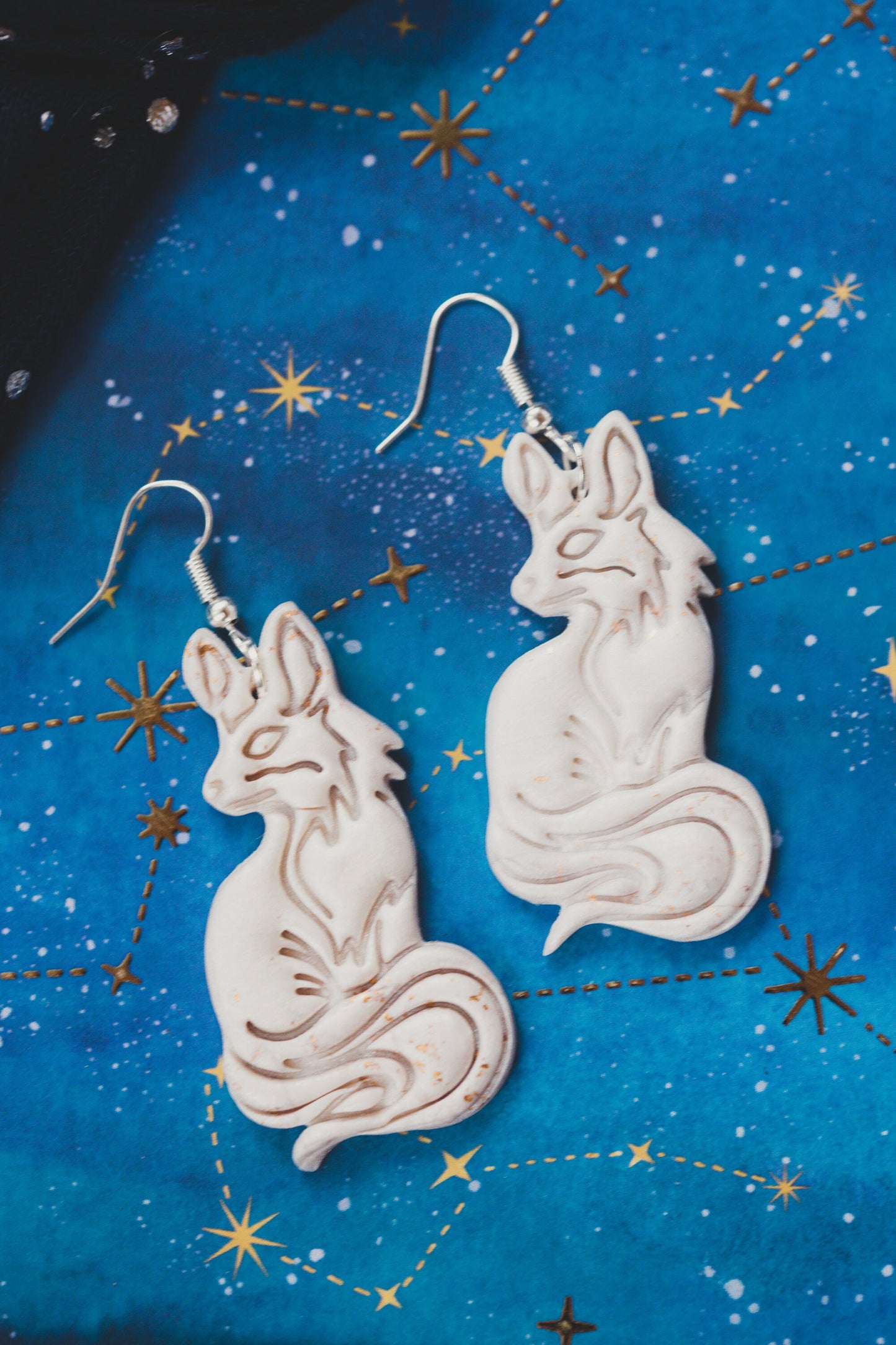 Silver Pearl Fox earrings
