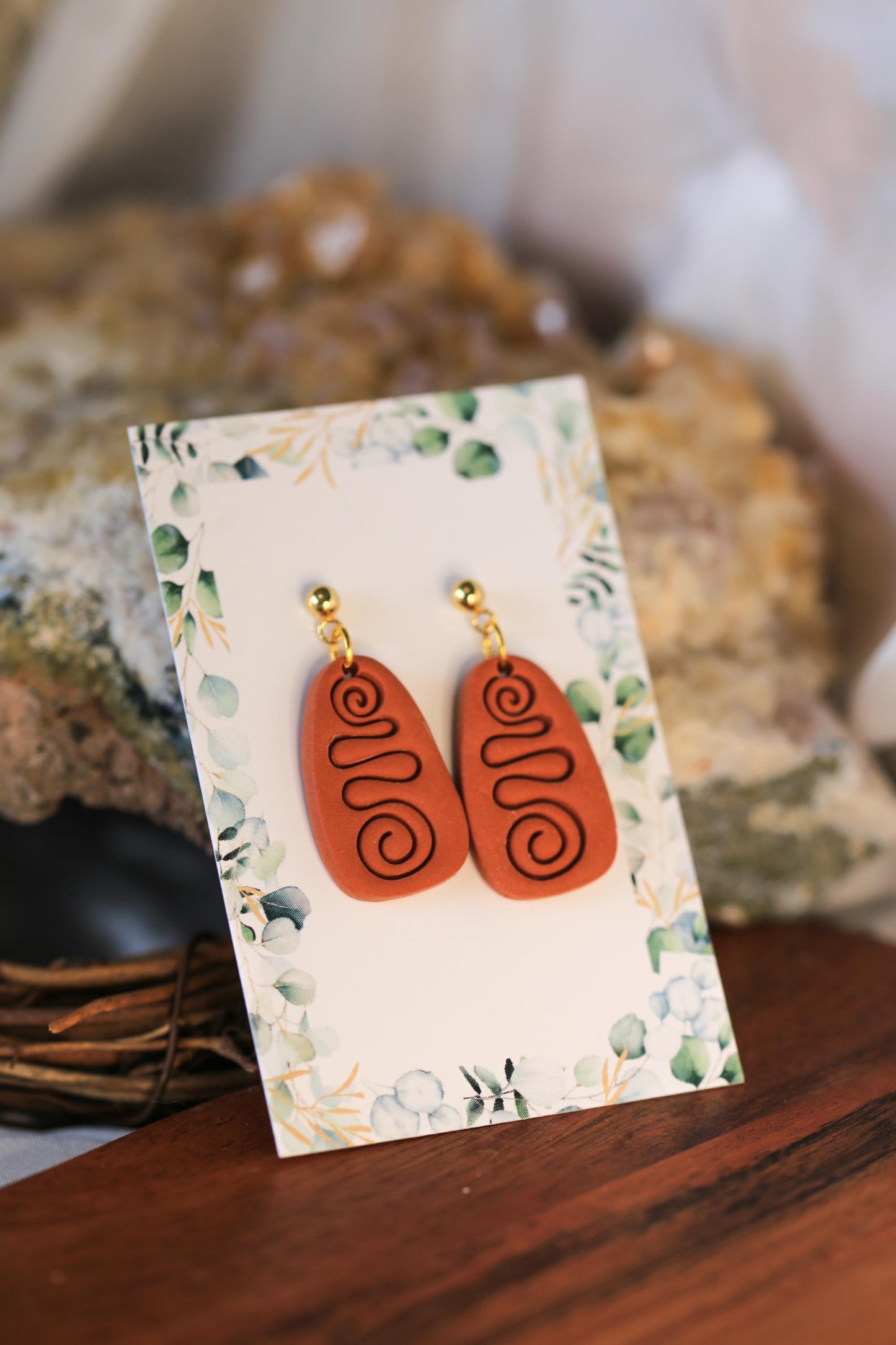 Ancient Spiral Clay Earrings
