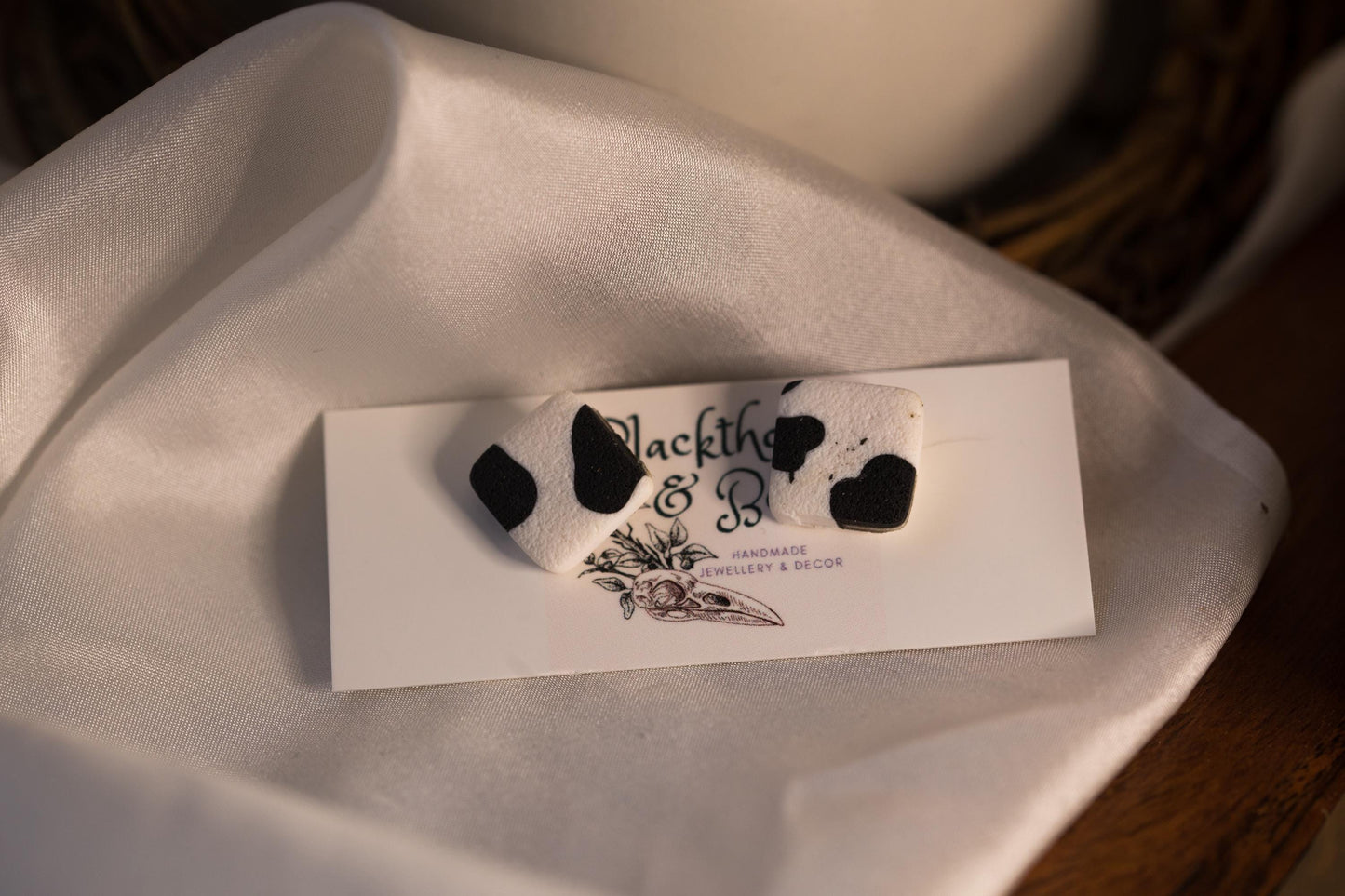 Mini Cow Print Studs