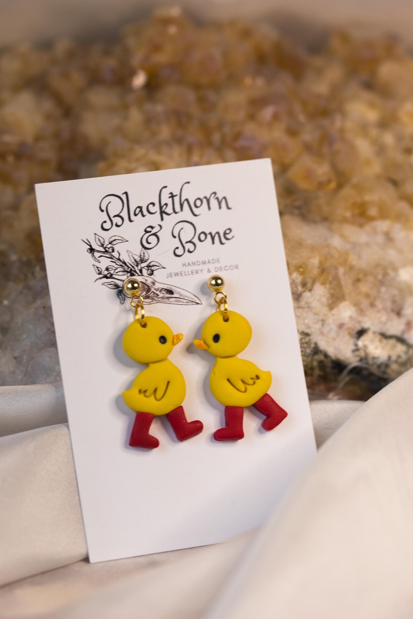 Duckling with Red Wellies Earrings