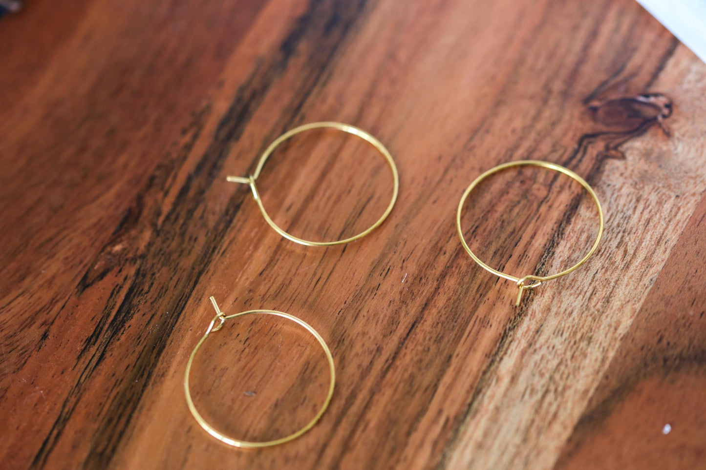 White Lily of the Valley Clay Hoop Earrings with Gold Steel Hoop