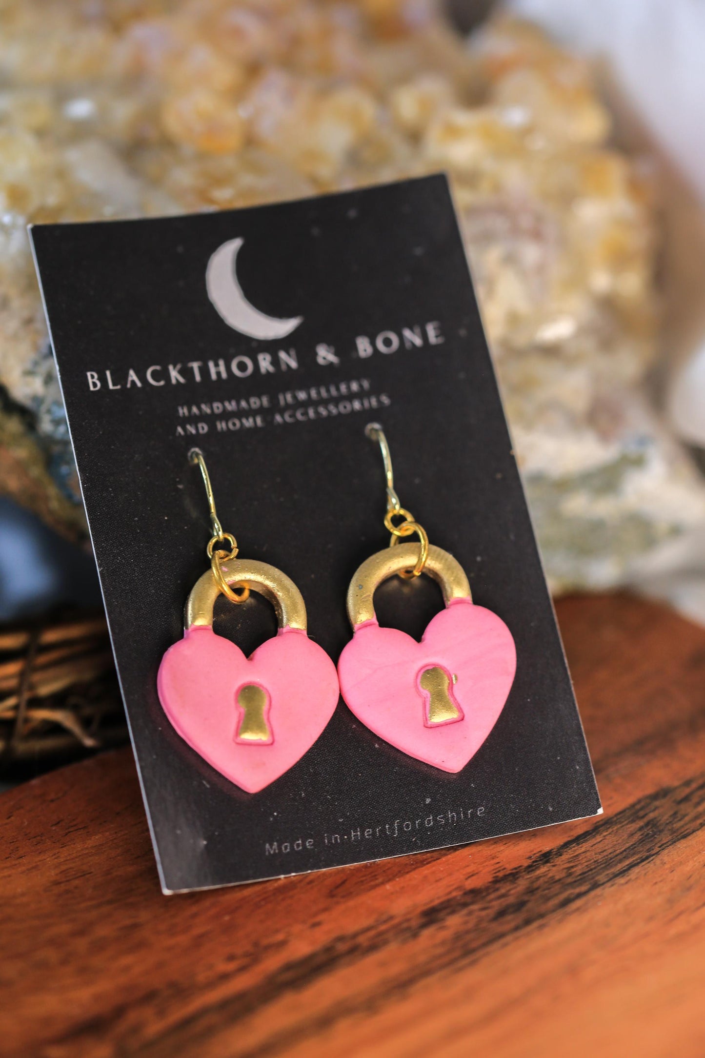 Handmade Heart Padlock Polymer Clay Earrings