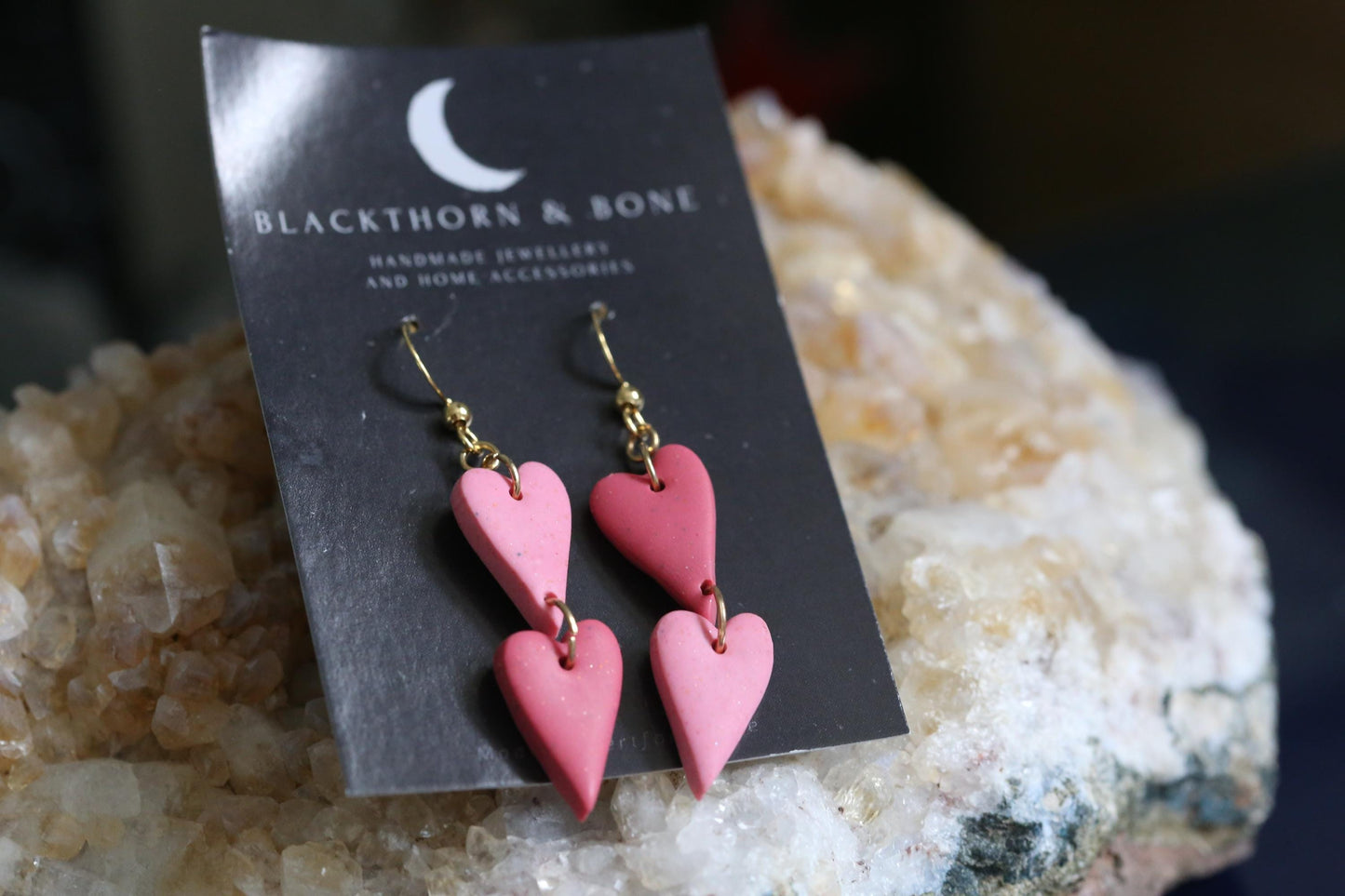 Double Heart Drop Earrings