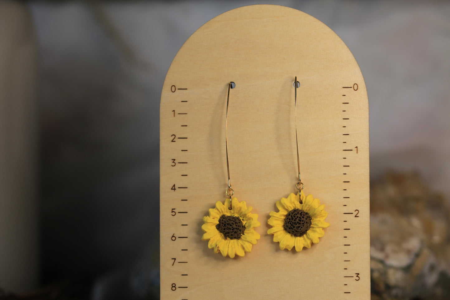 Long Sunflower Drop Earrings